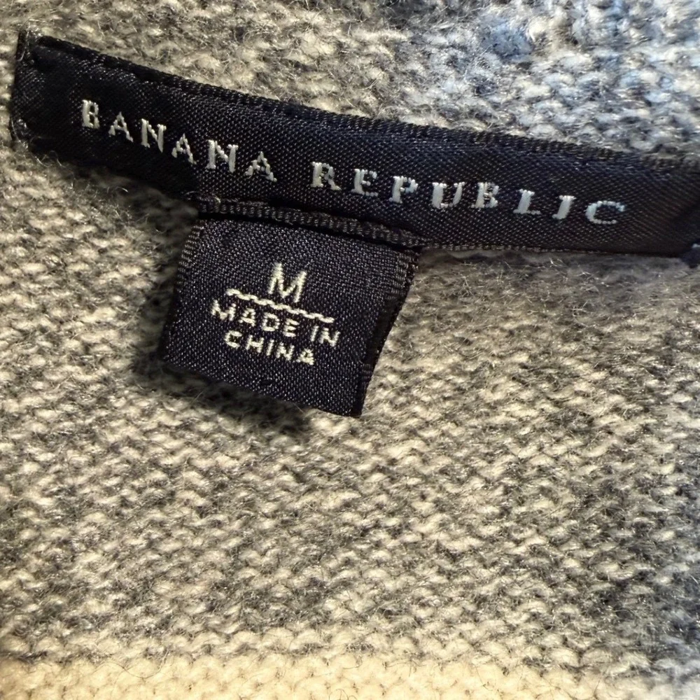 Banana Republic Grey Striped Lambswool Cashmere Shawl Collar Cardigan Sweater M